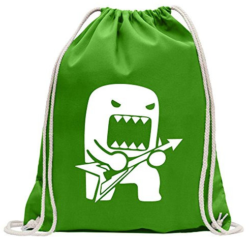 Kiwistar - Turnbeutel - maigruen - Rock Domo mit Gitarre - Fun Rucksack Sport Beutel Gymsack Baumwolle mit Ziehgurt