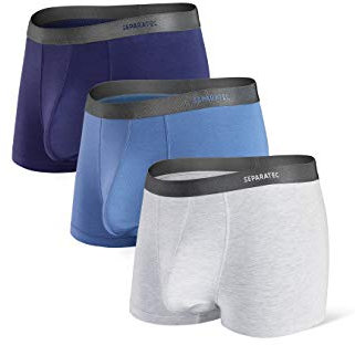 Separatec Herren Boxershorts Glattes Bambus-Rayon mit separaten Beuteln Unterwäsche Boxershorts Stilvolle Badehose, 3er-Pack,XL,Kurze Beine: Dunkelblau+ Graublau+ Hellgrau