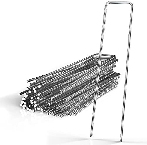 INTIRILIFE 100 x Erdanker 150 x 25 x 2,7 mm aus verzinkter Stahl Rostfrei - Unkrautvlies Befestigung Erdnagel Bodennagel Widerhaken