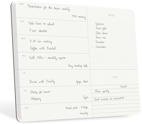 Pinesman - Elegant Weekly Planner Notepad, Undated, 11.22 x 7.87, 52 Sheets (Whole Year), Gold Foil, Tear Off Sheets, Minimalist Work Planner Pad, Weekly To Do List Notepad, Eco-friendly, FSC™ Certified Weekly Desk Planner