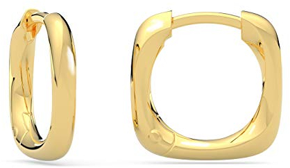 Schöner-SD Kleine Klapp Creolen viereckig 925 Silber gold plattiert