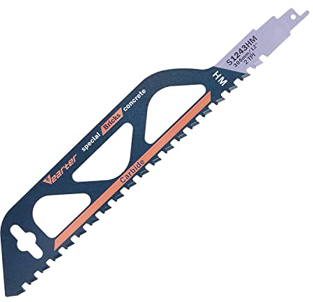 Vearter 1PC 12 Inches (305mm) Carbide Reciprocating Saw Blade - Masonry Sawzall Blade for Cutting Porous Concrete, Foam Bricks, Fiber Cement