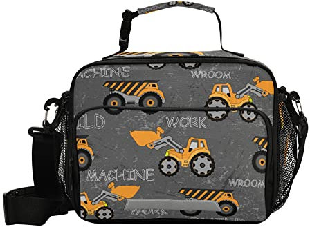 Sac à déjeuner isotherme pour filles et garçons - Gris et jaune - Petit sac à déjeuner isotherme - Pour nourriture ou repas - Tiffin