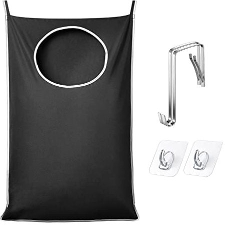 KEEPJOY XL Black Door Hanging Laundry Hamper, Large Size 36.5X22.5 inch Hanging Laundry Bag with Large Opening and 2 Strong Hooks for Whole Family Dirty Clothes