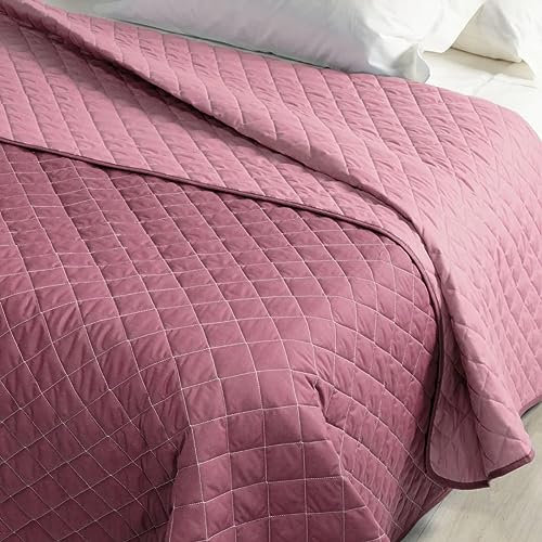 Caleffi copriletto trapuntato doubleface (rosa) matrimoniale in PURO COTONE + tavoletta profumo biancheria per armadi by biancocasa