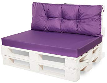 Palettenkissen Outdoor - Palettenkissen wasserfest - Palettenkissen Set (Set sitzkissen 120x60 + rückenkissen 120x50, Violett)