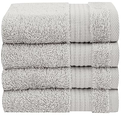 Cotton Paradise Lot de 4 débarbouillettes Turques 100% Coton pour Salle de Bain, Petites Serviettes Douces et absorbantes, Gris argenté