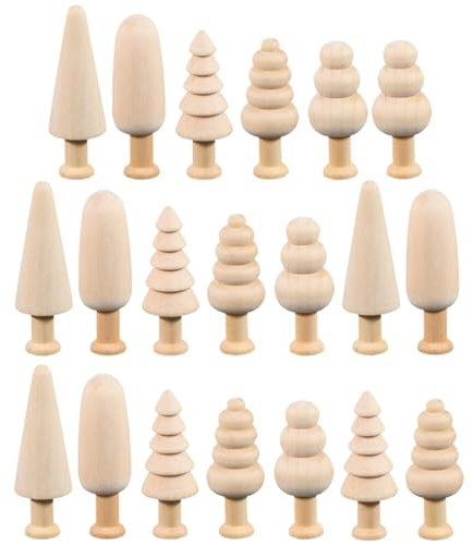 STOBOK 20pcs Crafts Wooden Home Goods Wood Mini Wood Crafts Wooden Mini Tree Unfinished Wood Christmas Trees Pendant Ornaments Wooden Tree Household Material