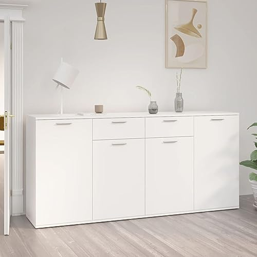 LAPOOH Sideboard, Kommode, Kommoden & Sideboards, Schrank Wohnzimmer, Commode, Schlafzimmerkommode, Weiß 160x36x75 cm Spanplatte -at