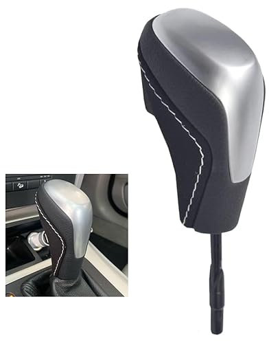 Kakulkomen Auto Automatik Schaltknauf Kopf, Schaltknauf Auto Stick Hebel Griff Schaltkopf Getriebe Schaltknauf für bm=w E39 E46 E53 E60 E61 E63 E64 E83 E81 E82 E87 E90 E91 E92 (Silber - Kurze Stange)