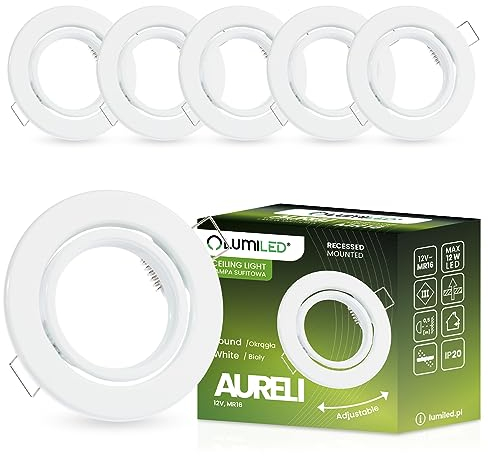 Lumiled 6x Einbaustrahler schwenkbar flach Spots für LED oder Halogen Einbauleuchten Einbaurahmen rund stahl Einbauspots Downlight Weiß