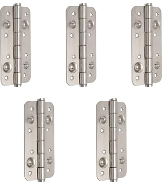 Emuca 5 Stück Sicherheits-Türscharniere, 150 x 80 mm, antihebelfreie Scharniere mit abgerundeten Kanten, ohne Ende, Stahl, satiniertes Nickel