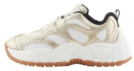 Armani Exchange Vedder, Chunky Sole, Dettagli Laminati, Logo della Tuta, Scarpe da Ginnastica Donna, Pale Gold off White, 38 EU