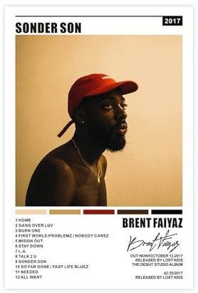 Brent Poster Faiyaz Sonder Son Album Cover Musik Poster Leinwand Poster Schlafzimmer Dekor Sport Landschaft Büro Zimmer Dekor Geschenk Unrahmen-Stil 20 x 30 cm