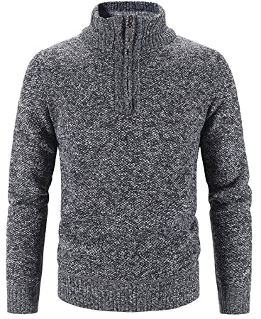 Pullover Herren Modern Mit Kragen Rolli Pulli Warme Strickpullover Rollkragen Strickpulli Reißverschluss Grobstrick Rollkragenpullover Skipullover Baumwollpullover Warm Dicke