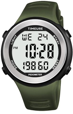 Sport Wasserdicht Schrittzähler Uhr zum Gehen Kein Aufladen Keine App Verbindung Mit EL Hintergrundbeleuchtung Einfache, Praktische Wahl Für Mobile-Free Fitness Enthusiasten TIMEURE-2308 (Grün)