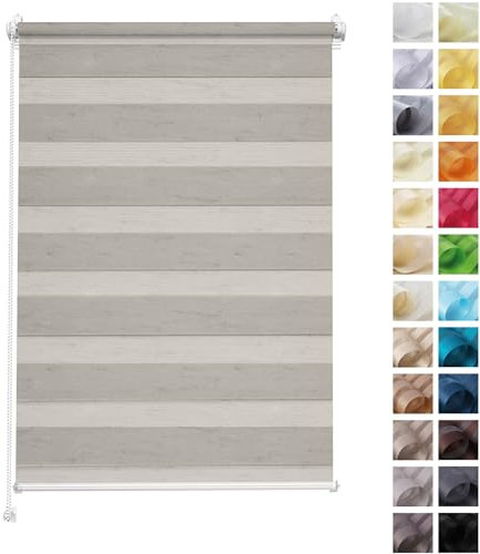 Rettika Doppelrollo ohne Bohren, klemmfix - Dunkelflachs, Breite: 60cm, Höhe 220 - Rollos für Fenster ohne Bohren, Fenster rollos für innen, Duo Rollo