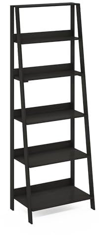 Furinno Ladder Bookcase Display Shelf, 6-Tier, Espresso
