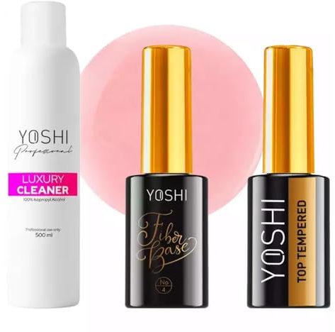Yoshi Luxury Nail Care Kit #4 Fibre Base Top Tempered & Luxury Cleaner - For a Perfect Manicure and Long Lasting Protection