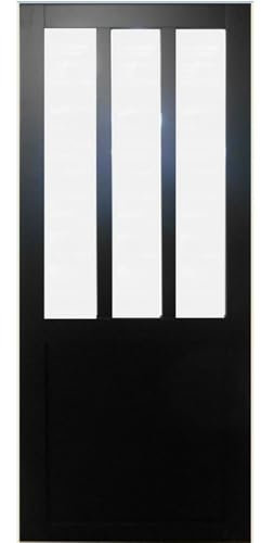 Porte Coulissante Atelier Noir Vitre Depoli H204 X L73 Gd Menuiseries
