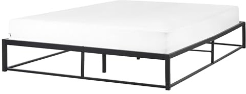 Beliani Bett Metall schwarz Lattenrost 160x200 cm Metallbett Doppelbett industriell Viry