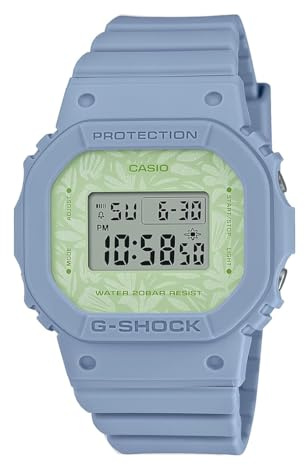 Casio GMDS5600NC-2 Women's Floral Dial Alarm Blue Band Chronograph G Shock Watch