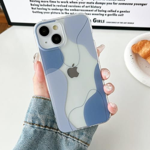 DEFBSC Compatible with iPhone 15 Case, Transparent Color Mix Aesthetic Design Soft TPU Bumper Slim Thin Shock-Absorbing Protective Phone Cover - Grey