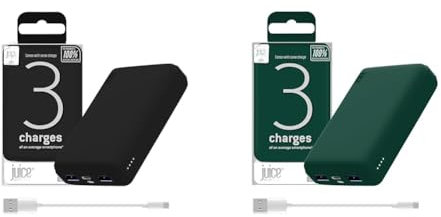 Juice 3 Charges Power Bank Portable Charger for Apple iPhone, Samsung, Huawei, Microsoft, Oppo, Sony & 3 Charges Power Bank | 10,000mAh 15W PD Portable Charger | Universal Compatibility | iPhone