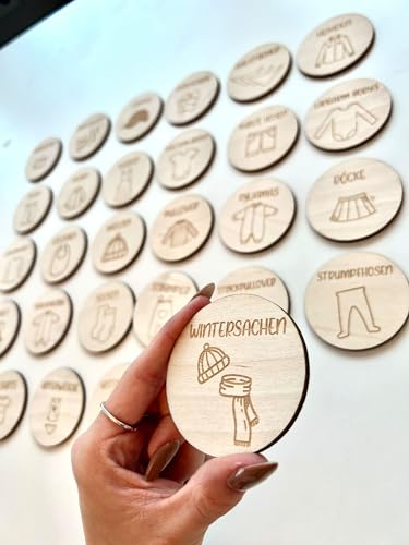 Kleiderschrank Etiketten aus Holz für Kinder für z.B. Pax oder Trofast Regal – Auswahl aus 70 Motiven // Hosen