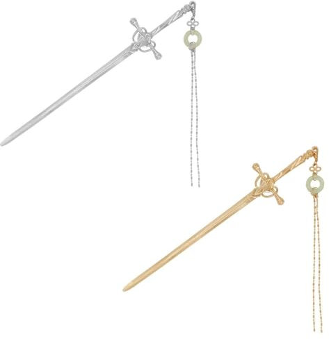 KOQAIIZ 2 Pcs Palillos para el Cabello, Mujeres Horquillas de Metal Elegante, Accesorios para el Cabello Chino Estilo para Niñas Moños, Palillos para el Pelo Vintage Simple para Decorativo