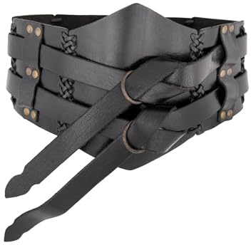 Ulfberth Breiter Ledergürtel, Unisex Doppelgürtel aus Leder | Damen & Herren, Breiter Gürtel, Mittelalter, Wikinger, Langgürtel, LARP, Reenactment, Pirat, Fantasy Cosplay