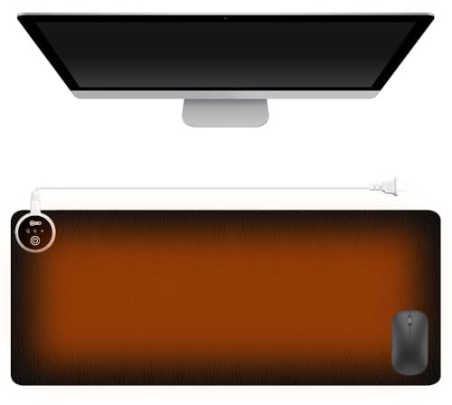 SKIKHN Tapis de Souris Chauffant, Tapis de Bureau Sous Main Chauffant, avec 3 Niveaux de Chaleur et arrêt Automatique 3 Heures, 80 * 33cm Grand Tapis de Souris pour Bureau, la Maison