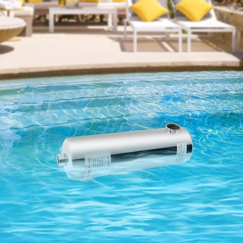 Tenddya Calentador de piscina de 60 kW, de acero inoxidable, intercambiador de calor, intercambiador de calor para piscinas, saunas 250 l/min, flujo de agua caliente de 30 l/min