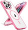 ORETECH Magnetic Clear for iPhone 14 Pro Case, [Compatible with Magsafe] [2 x Glass Screen Protector] [Cameras Protector] Heavy Duty Ultra Slim Thin Shockproof Phone Case Cover 6.1 - Light Pink