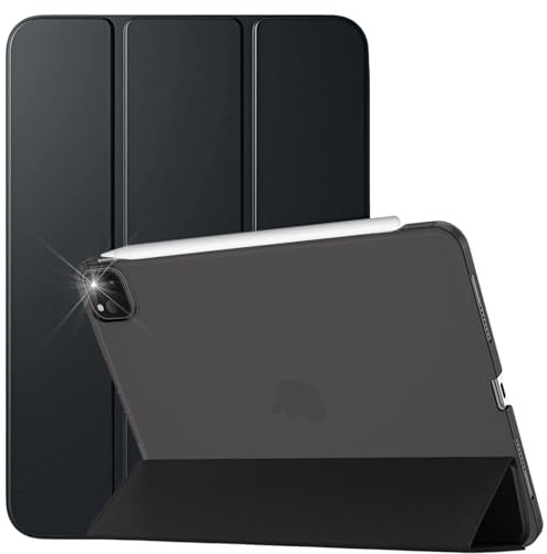 Case for iPad Pro 11 Inch 4th(2022) / 3rd(2021) / 2nd(2020) / 1st(2018) Generation - Smart Magnet Cover - Support Pencil - Translucent Back - Auto Wake/Sleep (Dark Black)