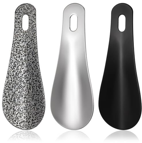 Xthrotsenk SchuhlöFfel Klein 10cm 3er Mini Metall Schuhanzieher Kurz Reise Schuhanzieher Edelstahl Schuhhelfer zum Anziehen Ihrer Schuhe für Männer Frauen und Senioren Unterwegs Camping (Vintage)