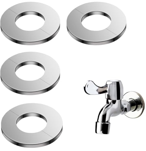 Edelstahl Verchromt Rosette, Rosetten Abdeckung, Geteilte Rohrabdeckungen, Selbstklebende Ventilloch Abdeckung, 25 mm, Silber, 4PCS