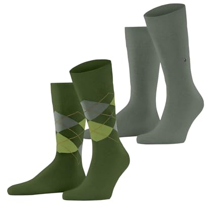Burlington Herren Socken Everyday Mix Multipack M So Baumwolle gemustert 2 Paar, Grün Fir Green 7656, 40-46