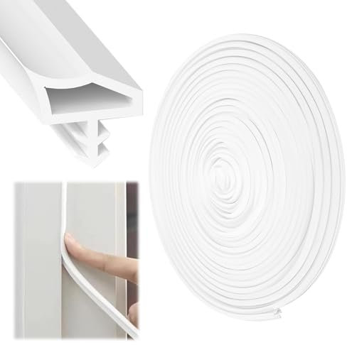 Samamoca 20M Türdichtung Weiß,Zimmertürdichtung,Türrahmen Dichtung Für Schallschutz,Türdichtung Weiß Holzzarge,Für Feuchtigkeitsbest, Schalldämmung Und Kollisionsvermeidung