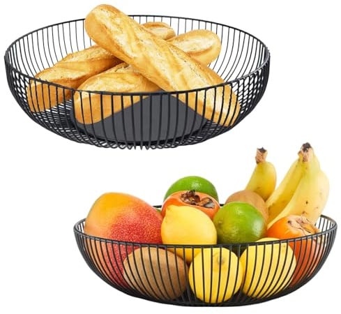 2 Stück Obstschale Metall 27.5x9 cm Obstkorb Schwarz Matt Obstschale Design