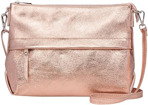 Caspar lässige Umhängetasche Echt Leder Crossbody Bag mittelgroße Damen Handtasche mit viel Stauraum - CLASSIC LINE - Modell No.833 - Made in Italy
