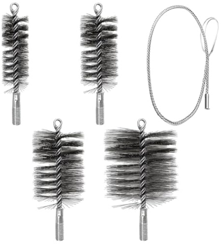 5 Stück Ofenrohrbürste Set, Kaminrohr Reinigungsbürste mit 1m Stahldraht, Schornsteinbesen Bürste aus Stahldraht für Kamin, Ofenrohr, Heizkesselbürste Reinigungsbürste, 30/50/80/150mm