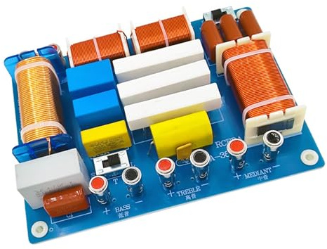 Professionelle 3-Wege-Sound-Frequenzweiche 90°-Ausrichtung mit Hochtemperatur-Induktoren und erweiterten 4 anpassbaren Modi für Lautsprecherleistung, HiFi-Frequenzsortierung