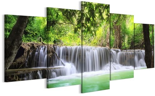 LUMASOUL Wandbilder Wohnzimmer 5-teilig Leinwandbild Landschaft 10 200x100 cm