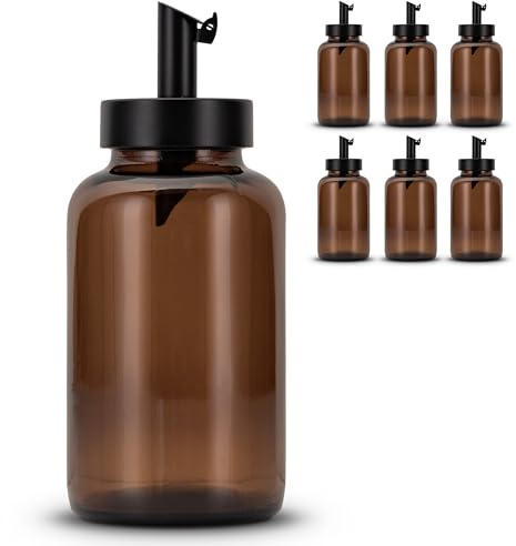 Koffs Design - 6 Stück Zuckerstreuer mit Edelstahl Dosierer – individuelle Streuer für Zucker, Streusel, Sesam, Saaten und mehr - moderne Zuckerdose aus Glas mit UV‑Schutz - blanko 300ml
