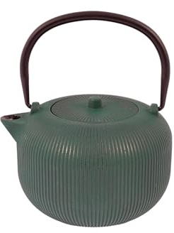 Point-Virgule teiera a coste in ghisa 350 ml con rivestimento smaltato interno Forest Green