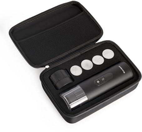 CREATE / THERA MOVE/Cafetera express portátil con funda de transporte para cápsulas y café molido negro/Preparación en frío y en caliente, 15 bar, capacidad de 80ml, 150W