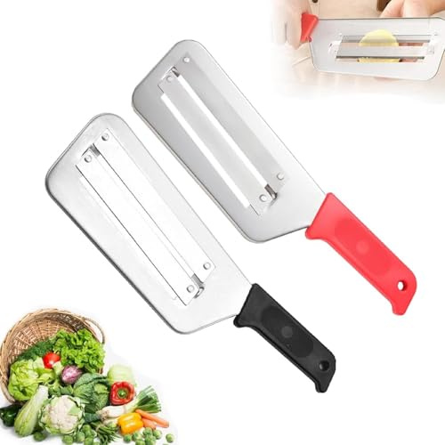 Couteau à chou trancheuse Déchiqueteuse de chou pour salade de choucroute Hachoir à chou en acier inoxydable Coupe-chou avec deux lames tranchantes poignée en plastique (2PCS)