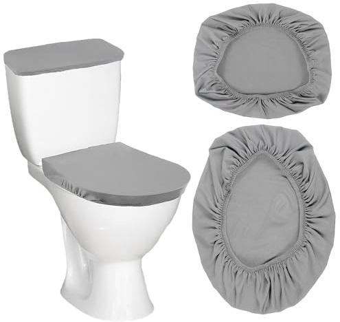 BinPhorm Toilet Lid Covers Set,2 PCS Machine Washable Seat Covers for Bathroom Soft Stretch Fabric Toilet Lid Cover with Elastic Bottom Universal Fit Toilet Seat Cushion Cover for Most Toilets