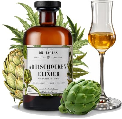 Dr. Jaglas Artischocken Elixier 500ml - Kräuterlikör - pur oder als Gin-Alternative mit Tonic - Bitter Schnaps 35% Vol. mit Artischockenblättern - Digestif